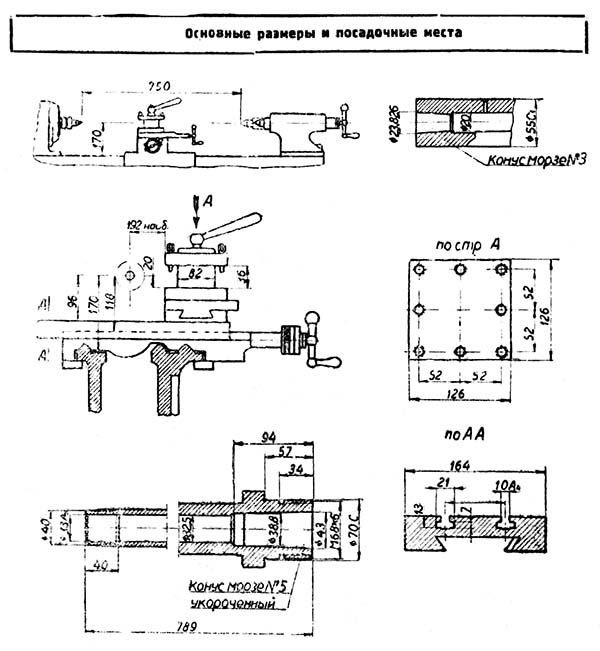 Габарити робочого простору токарно-гвинторізного верстата 1Е61 Габарити робочого простору токарно-гвинторізного верстата 1Е61